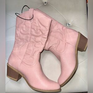 NWT Orly Yeehaw Pink Vegan Leather Western Boots Size 8